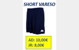 SHORT VARESO ADULTE TAILLE S
